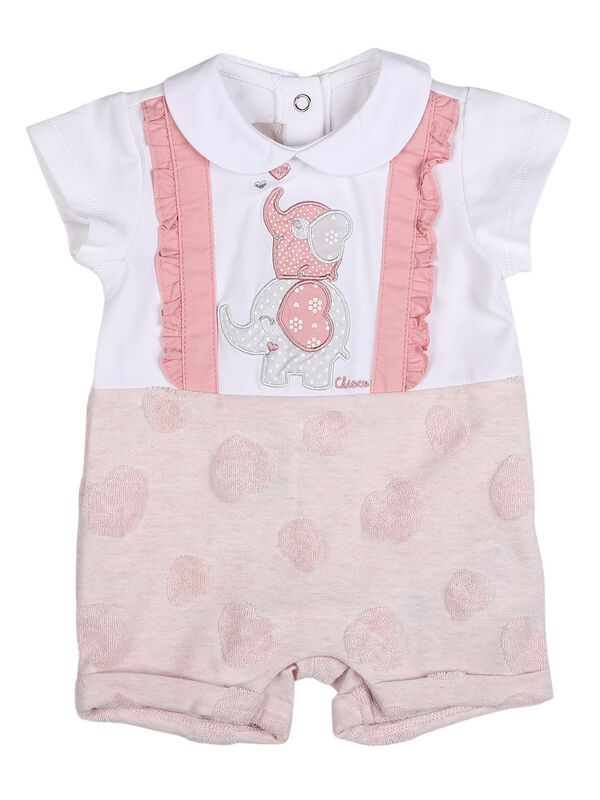 Girls Light Pink Short Sleeve Applique Romper image number 0